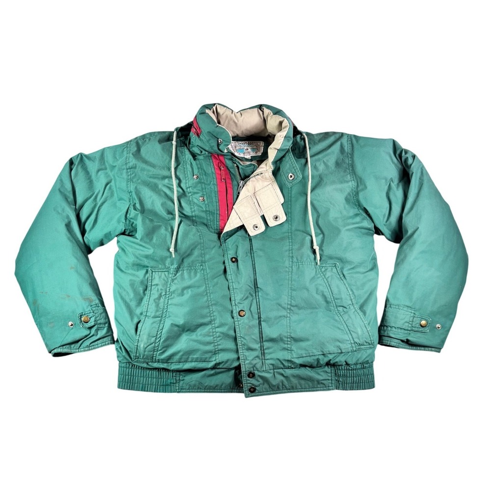 Vintage William Barry Struggle Gear Puffer Jacket Teal Green Mens Medium Retro